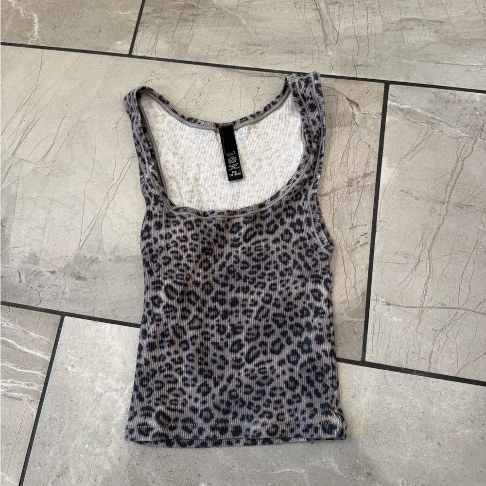 XXS SKIMS Animal Print Tank Top - Black and Cream